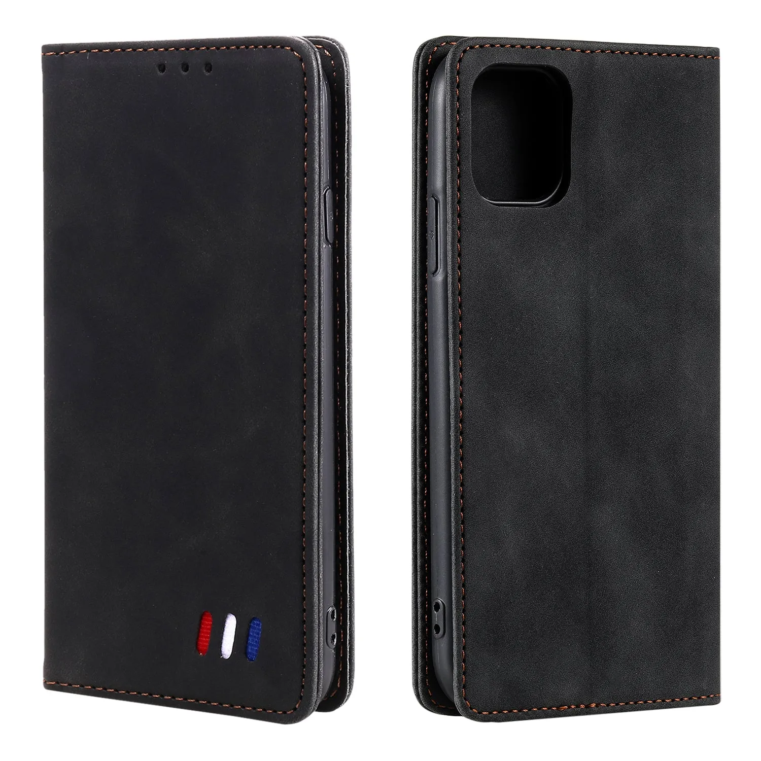 001 Series Auto-absorbed Skin-touch Feeling Leather Full-Protection Wallet Phone Case for iPhone 13 mini 5.4 inch