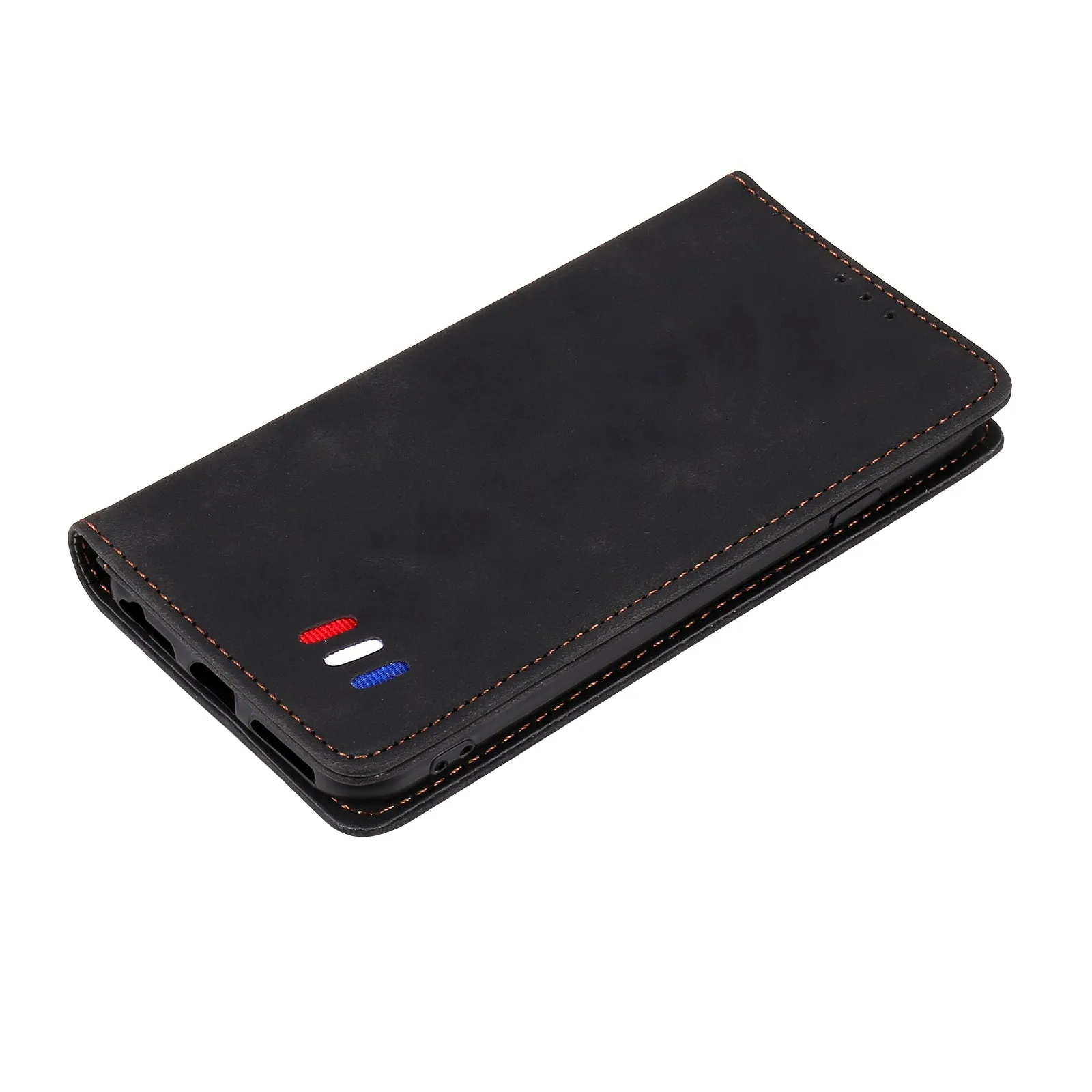 001 Series Auto-absorbed Skin-touch Feeling Leather Full-Protection Wallet Phone Case for iPhone 13 mini 5.4 inch