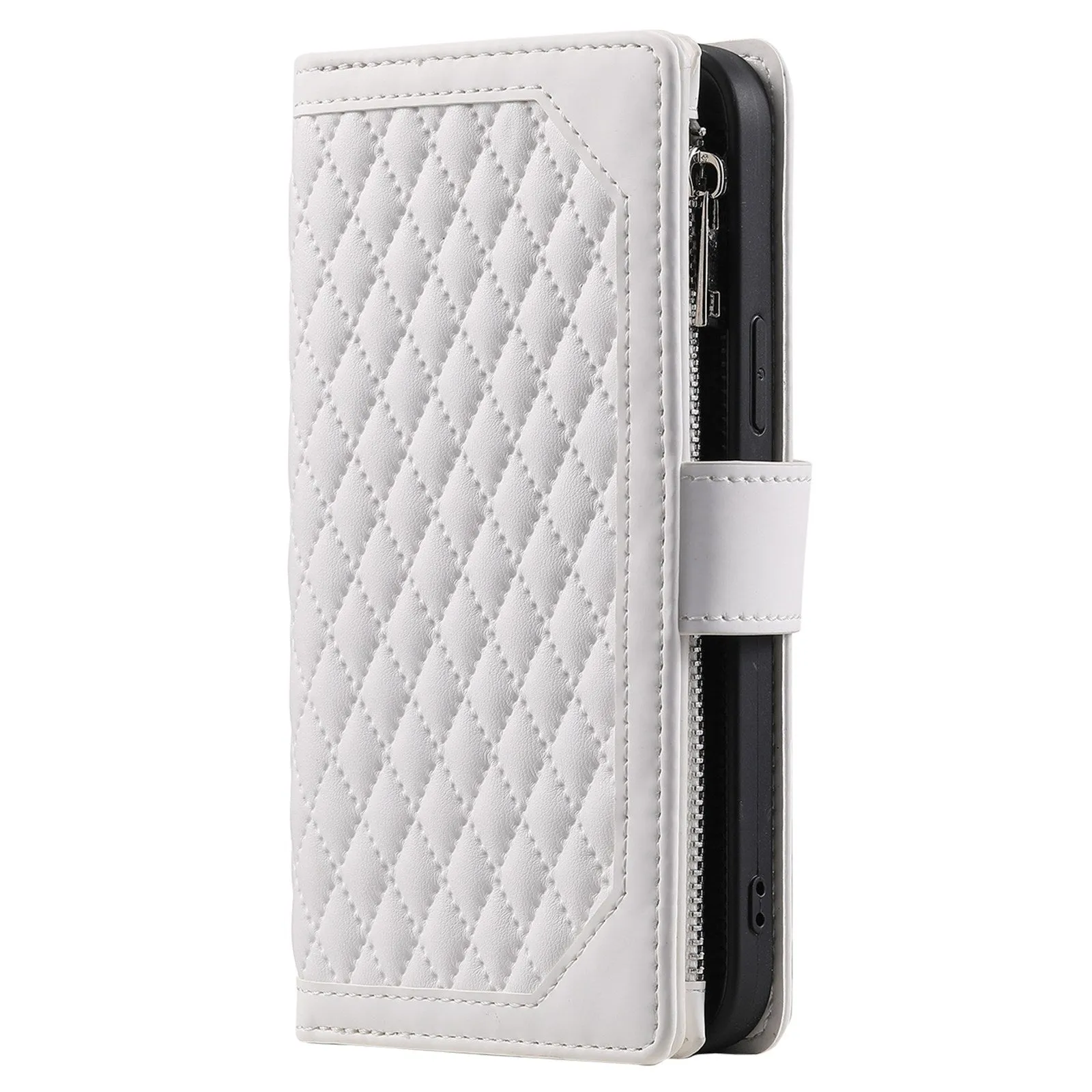 005 Style Smartphone Cover for Xiaomi Redmi Note 11 4G (Qualcomm) / Note 11S 4G, Rhombus Texture PU Leather Zipper Pocket Stand Wallet Case with Strap