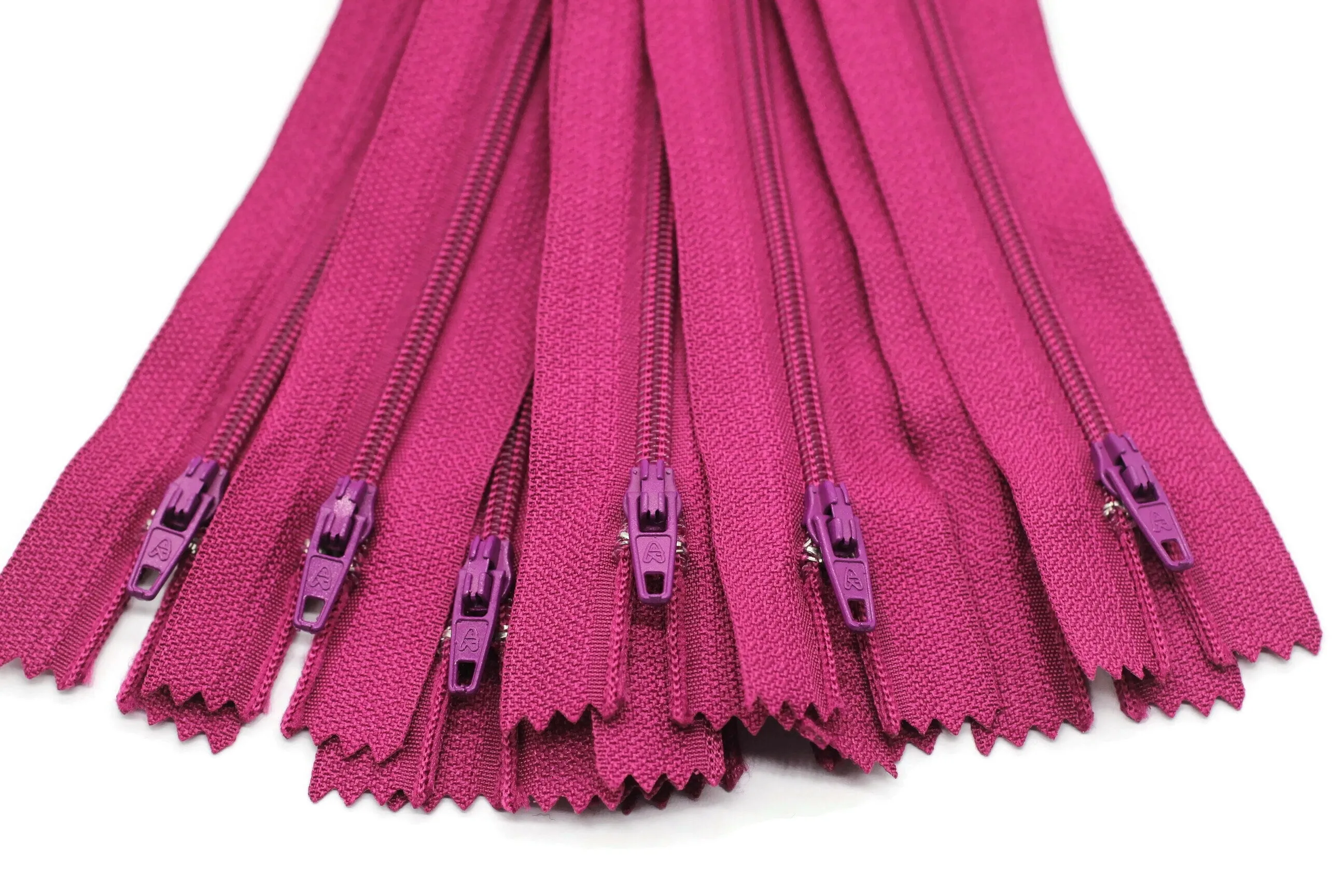 10 pcs Fuschia Zippers, 24 cm, 9.4 inc zipper, pants zipper, zipper for pants, zipper, bag zipper, zippers, wallet zipper,