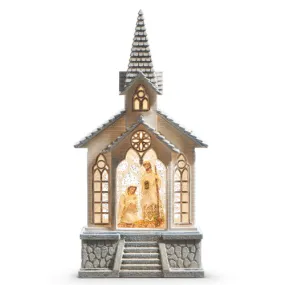 11.25" Holy Family Musical Lighted Church Water Lantern