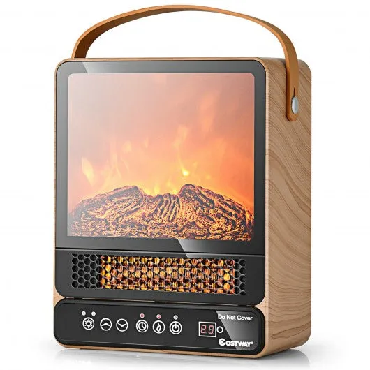 1500W Electric Fireplace Tabletop Portable Space Heater w/3D Flame Effect-NA