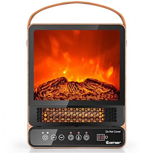 1500W Electric Fireplace Tabletop Portable Space Heater w/3D Flame Effect-NA