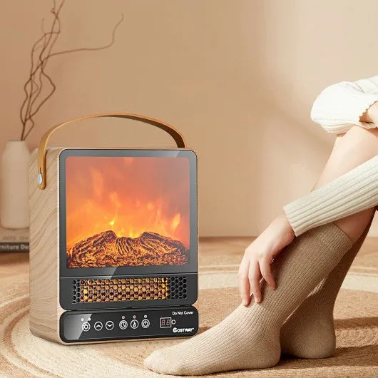 1500W Electric Fireplace Tabletop Portable Space Heater w/3D Flame Effect-NA