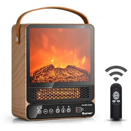 1500W Electric Fireplace Tabletop Portable Space Heater w/3D Flame Effect-NA