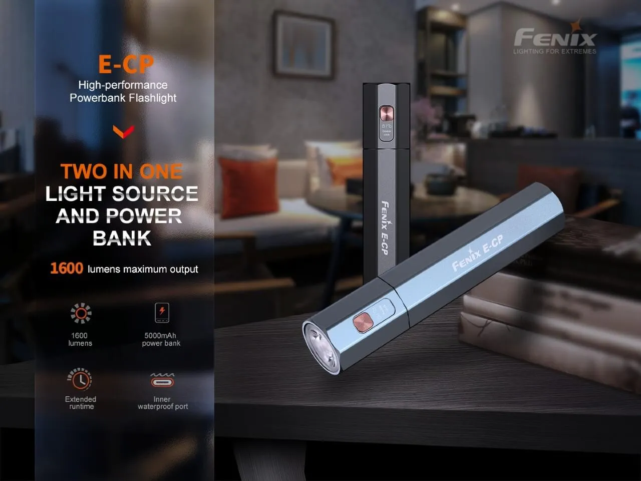 1600-Lumen LED Flashlight / Powerbank - E-CP