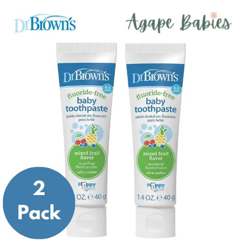 [2-Pack] Dr. Brown's Happy Teeth Fluoride-Free Toothpaste - Mixed Fruit