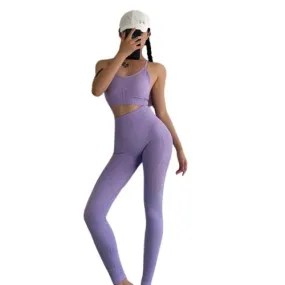 2 Piece Yoga Outfit Set | Sports Bra   Seamless Leggings [Matching Colors]