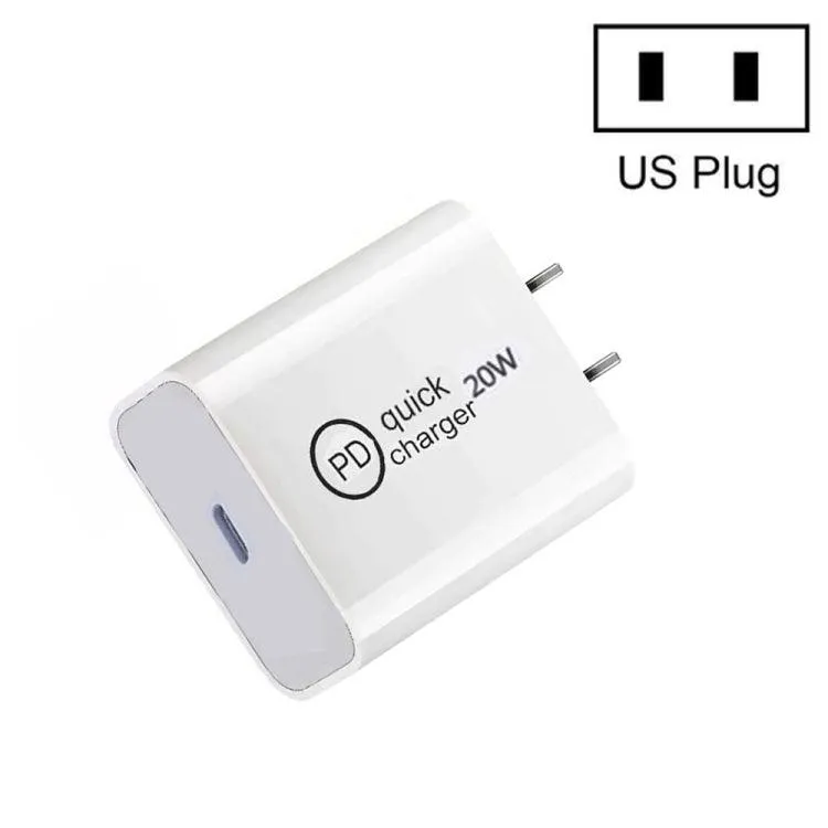 20W PD Fast Charge USB-C Travel Charger for iPhone, iPad, and Android Devices