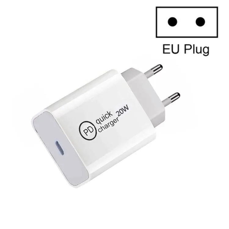 20W PD Fast Charge USB-C Travel Charger for iPhone, iPad, and Android Devices