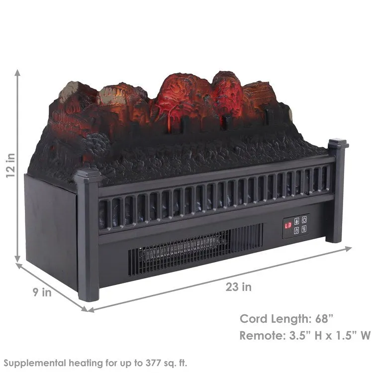 23" x 9" x 12" Heated Log Electric Fireplace Insert