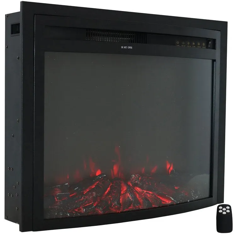 28" Contemporary Comfort Recessed Indoor Electric Fireplace Insert with LED Lights - Black Finish