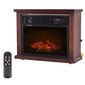 28" Free Standing Electric Fireplace 1500W Glass View Log Flame Remote Home