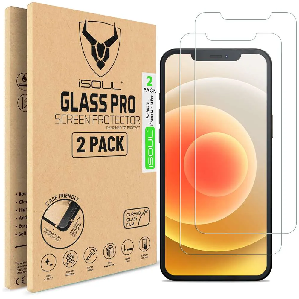 2x Screen Protector for iPhone 12/12 Pro 6.1 Inch Tempered Glass HD Film