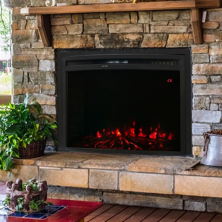 30" Cozy Warmth Indoor Horizontal Recessed Mount Electric Fireplace Insert with 9 Color Options for Flames/Lobbed