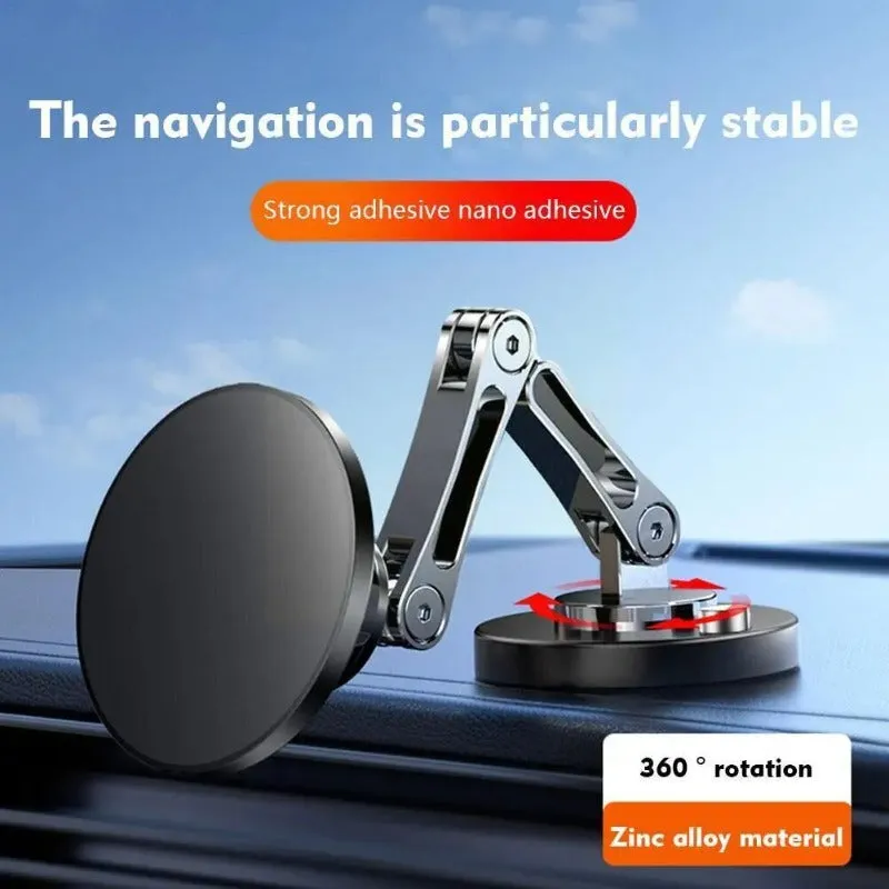 360° Rotating Adjustable Magnetic Car Phone Holder Alloy Foldable Phone Stand