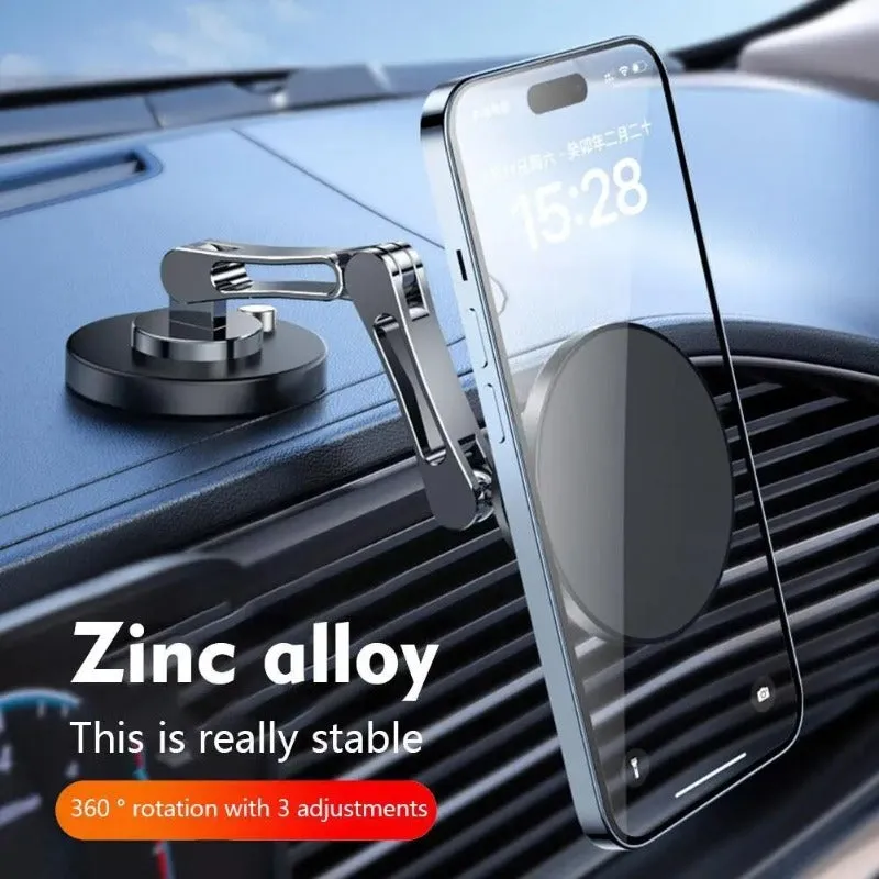 360° Rotating Adjustable Magnetic Car Phone Holder Alloy Foldable Phone Stand