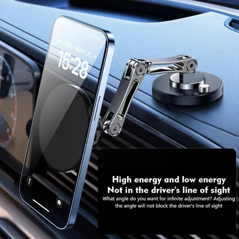 360° Rotating Adjustable Magnetic Car Phone Holder Alloy Foldable Phone Stand