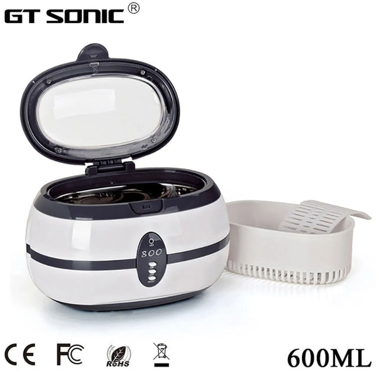 600ml Ultrasonic Cleaner Bath Timer Jewelry Brush Glasses Manicure Stones Cutters Dental