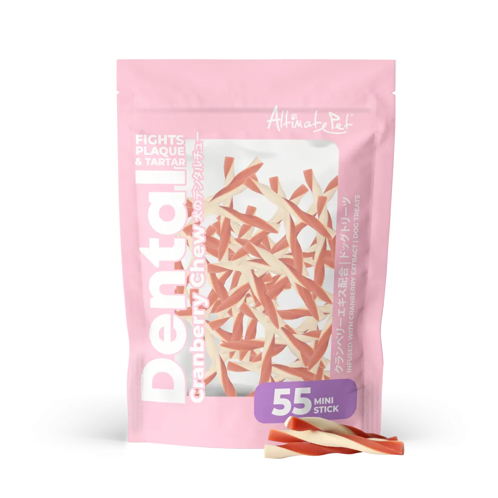 Altimate Pet Dog Dental Chews Infused with Cranberry Extract - Mini Stick 55pcs