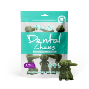 Altimate Pet Dog Dental Chews Infused with Mint & Chlorophyll - Mint Crocodile 6pcs