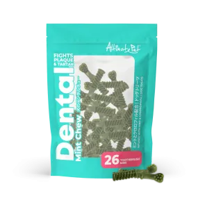 Altimate Pet Dog Dental Chews Infused with Mint & Chlorophyll - Mint Toothbrush Mini 26pcs