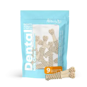 Altimate Pet Dog Dental Chews Infused with Spearmint Breath Strips - Milk Toothbrush Medium 9pcs