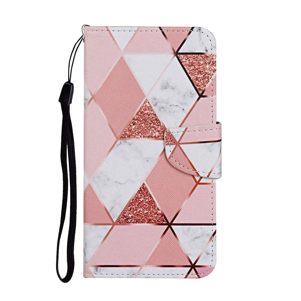 Anymob Samsung Pink Geometric Phone Cases Leather Flip Stand Cover