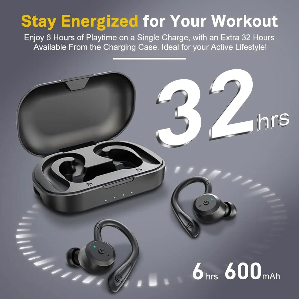 APEKX Bluetooth Headphones True Wireless Earbuds with Charging Case IPX7 Waterproof Stereo Sound Earphones Built-in Mic in-Ear Headsets for Sport Running Black