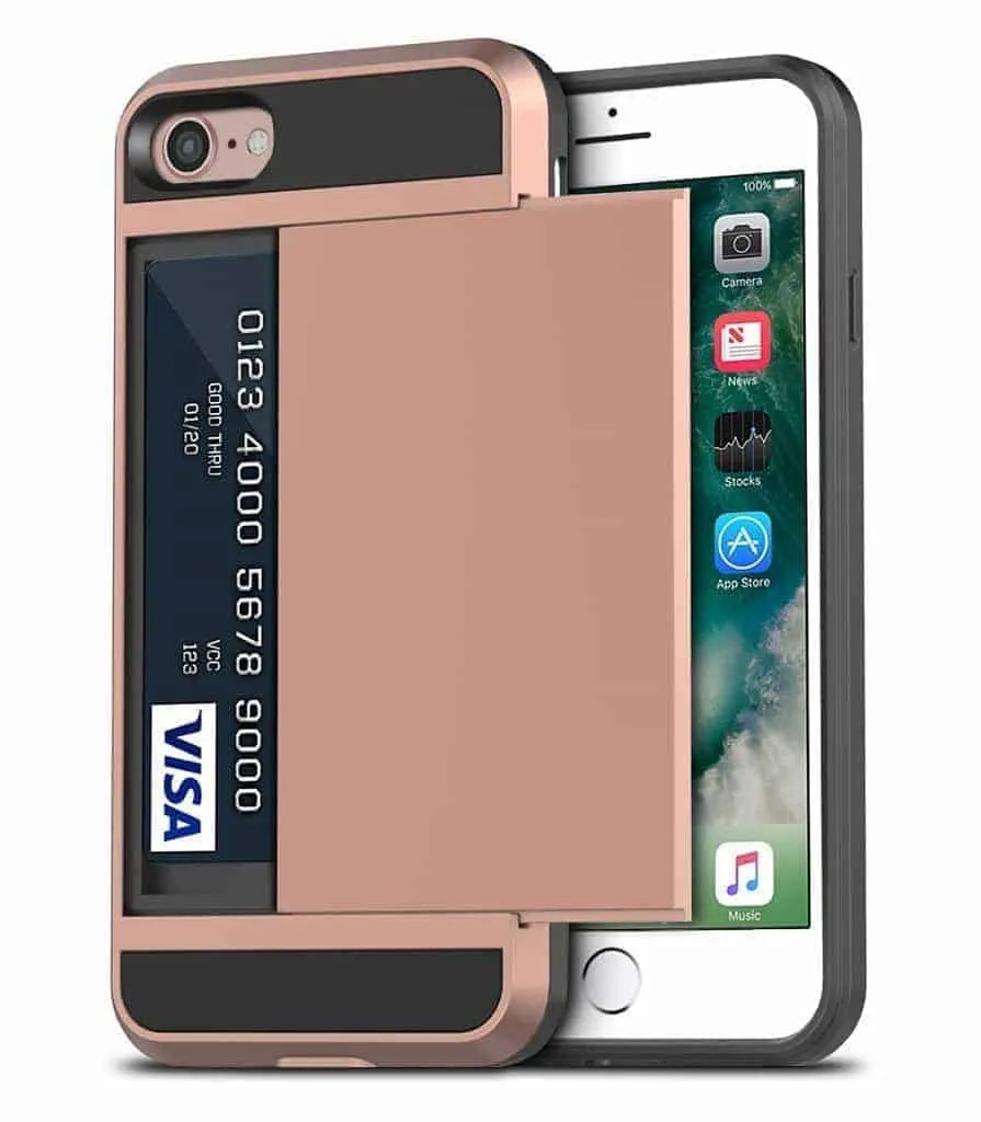 Apple iPhone 8 Credit Card Wallet Phone Case Rose