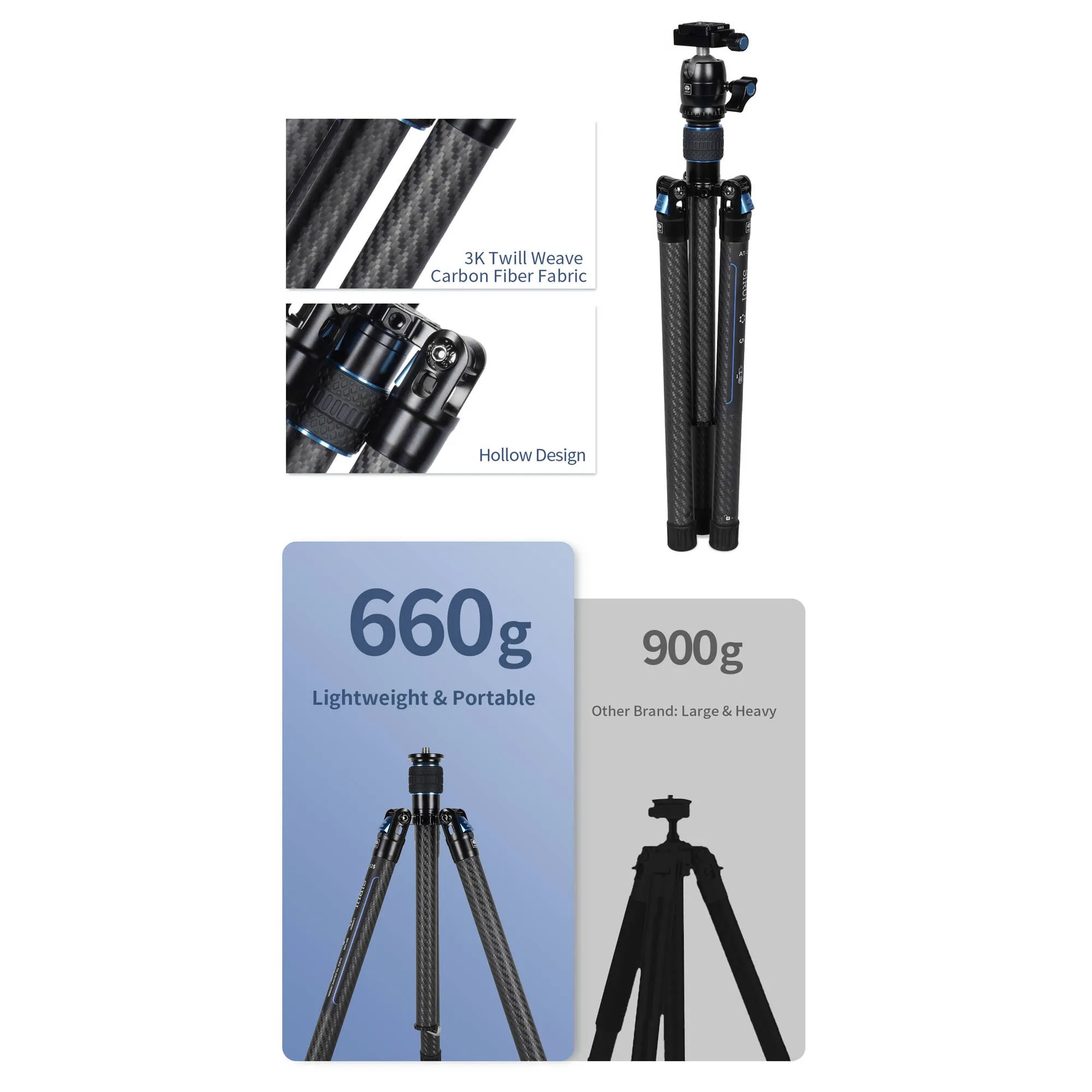 AT-125 B-00K Carbon Fiber Traveler Tripod with B-00K Ball Head