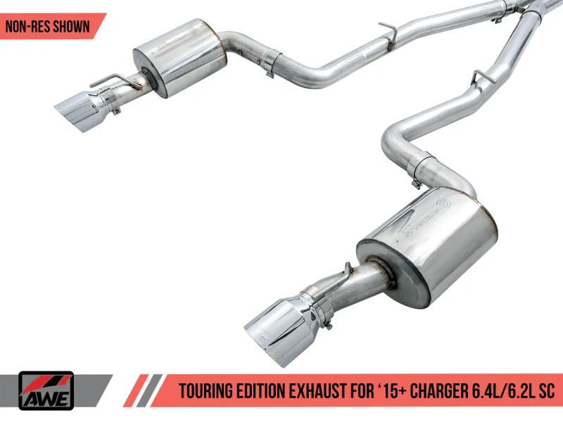 AWE Tuning 2015  Dodge Charger 6.4L/6.2L SC Non-Resonated Touring Edition Exhaust - Silver Tips