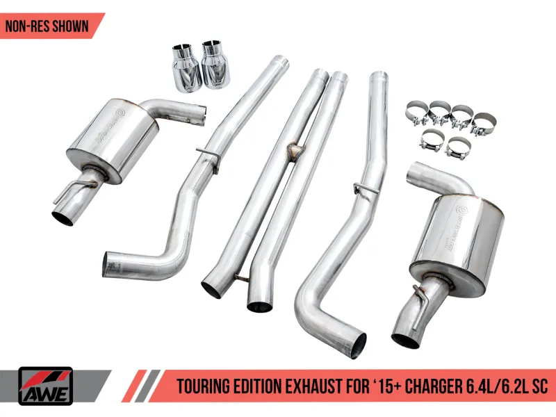 AWE Tuning 2015  Dodge Charger 6.4L/6.2L SC Non-Resonated Touring Edition Exhaust - Silver Tips