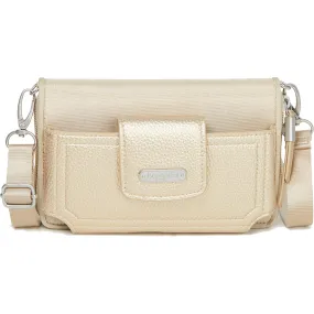 Baggallini RFID Phone Wallet Crossbody Champagne Shimmer Nylon