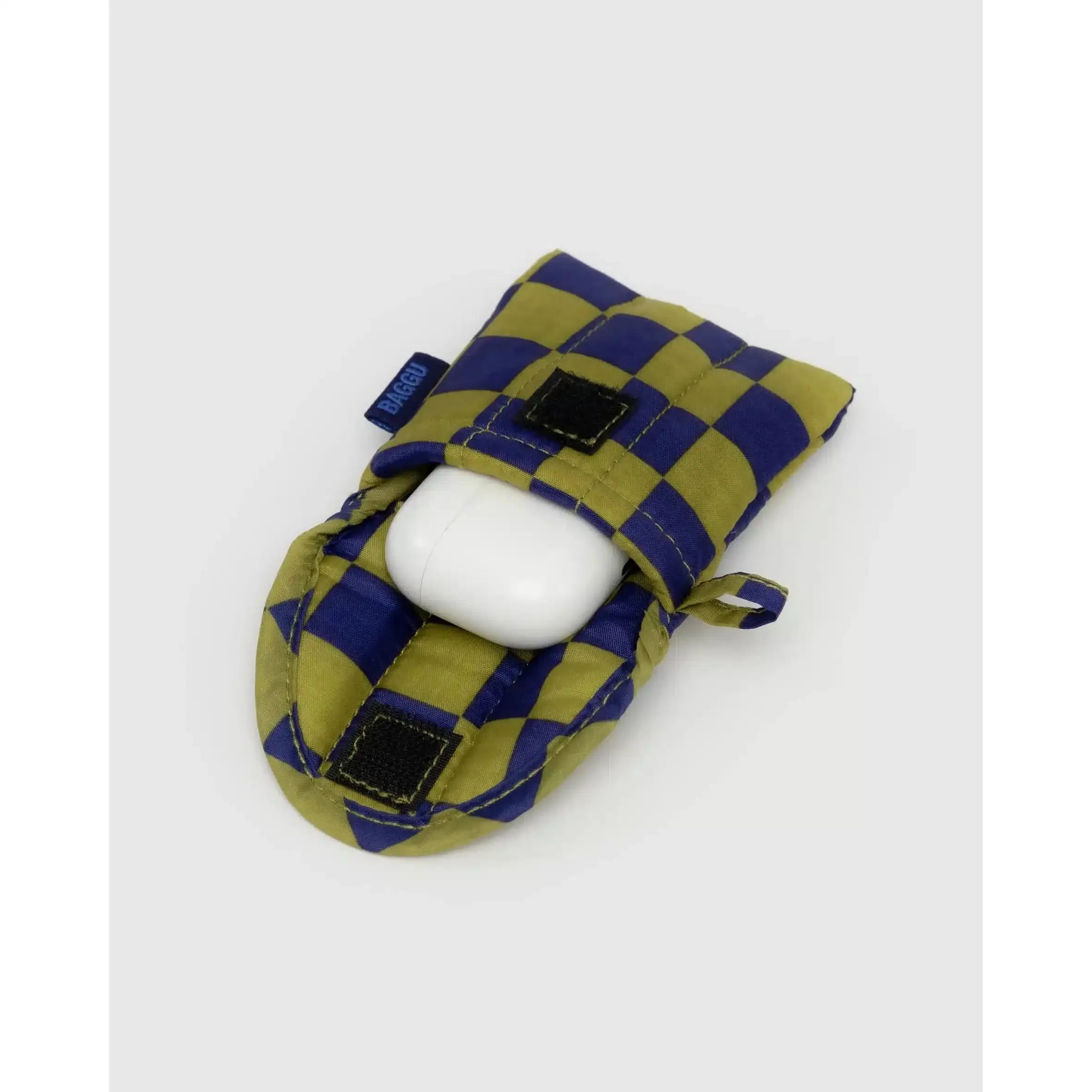 Baggu - Puffy earbuds case - Pear Navy Check