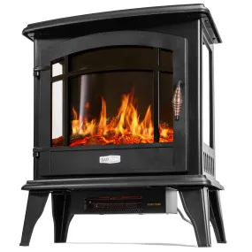 Barton 1500W Adjust Electric Fireplace Free Standing Heater Wood Fire Flame Stove Black