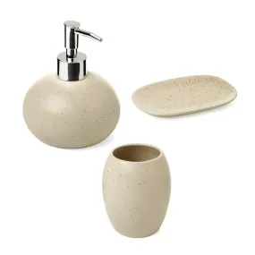 Bathroom Set Dune Beige (Soap Dish, Toothbrush Holder, Liquid Soap Dispenser)