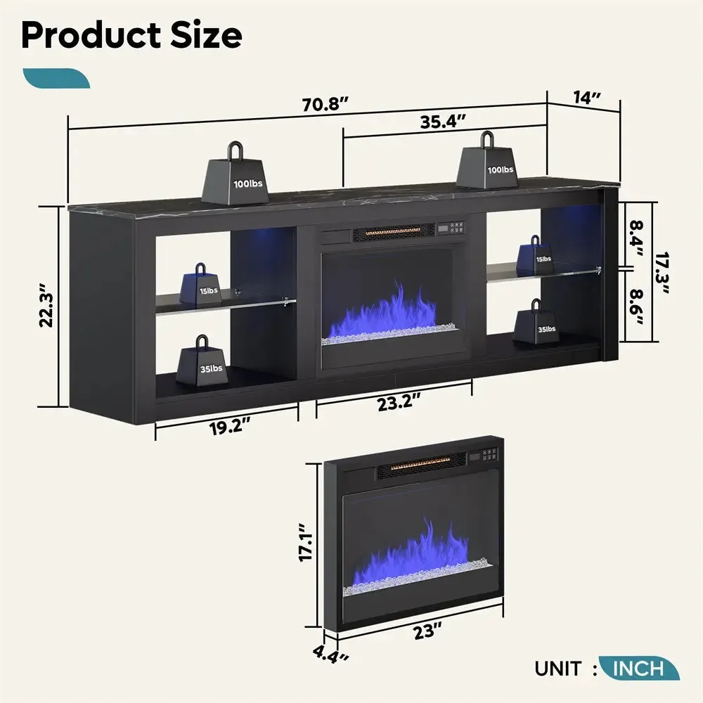 Bestier Modern Electric Fireplace TV Stand for 75 inch TV