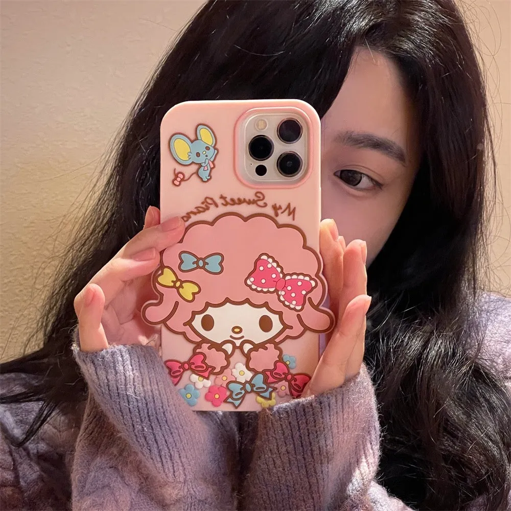 Big Piano Pink Sheep with Flowers Soft iPhone Case 11 12 13 14 Pro Promax