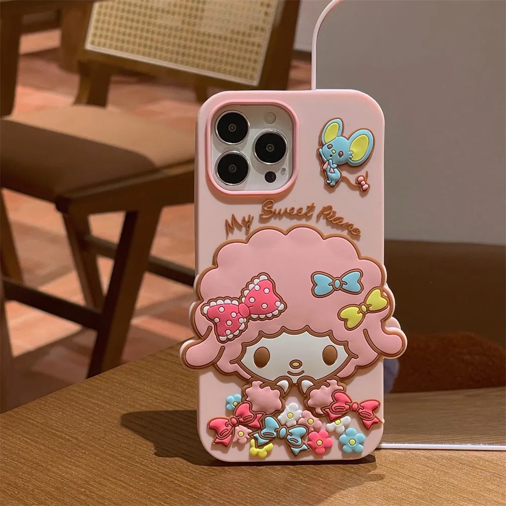 Big Piano Pink Sheep with Flowers Soft iPhone Case 11 12 13 14 Pro Promax