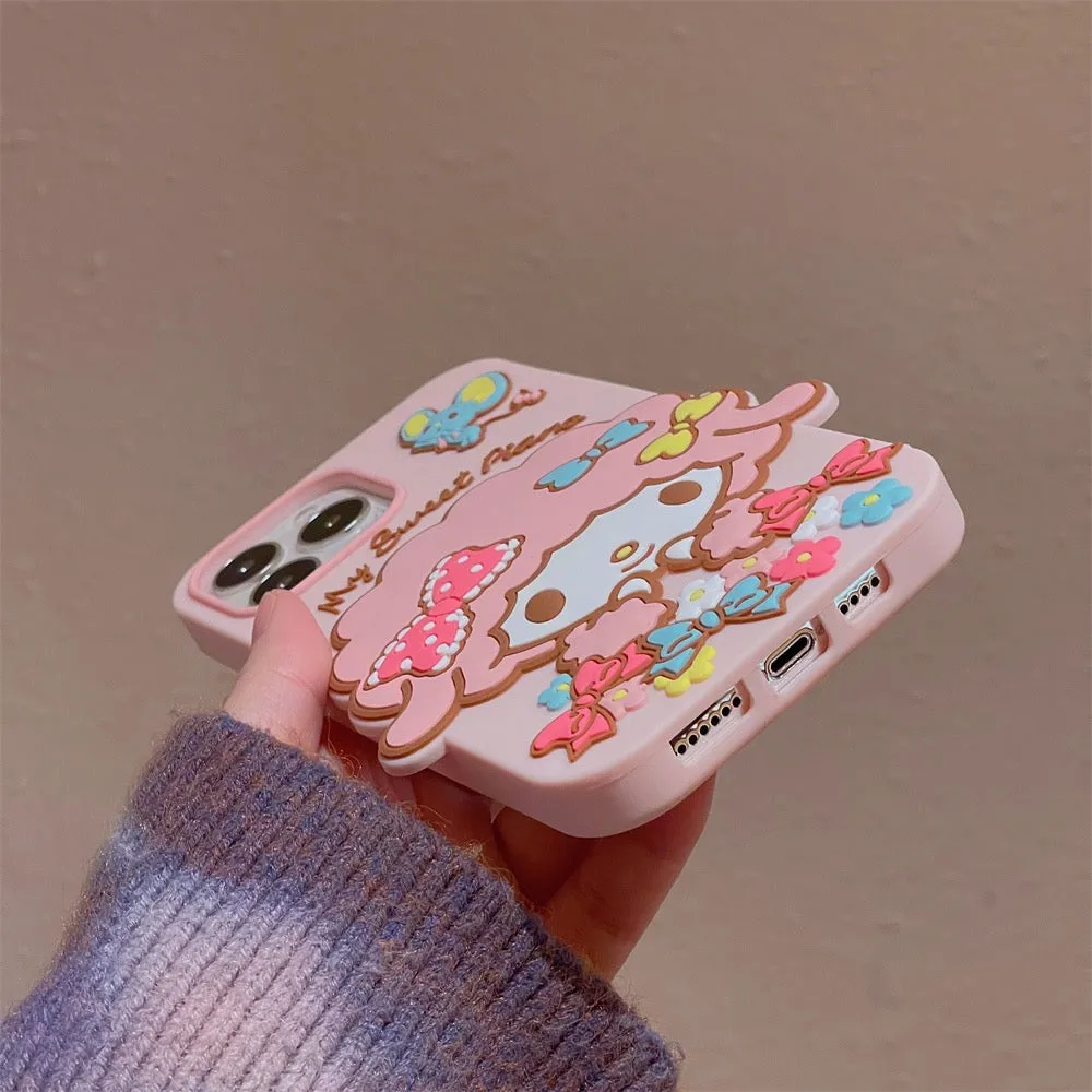 Big Piano Pink Sheep with Flowers Soft iPhone Case 11 12 13 14 Pro Promax