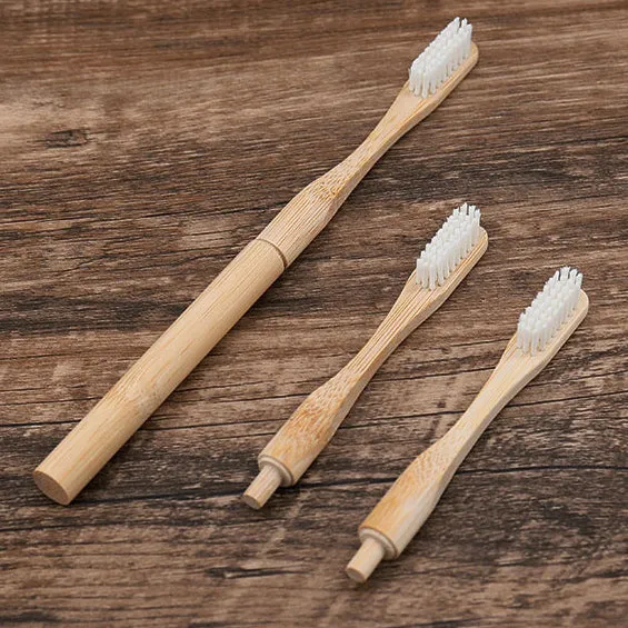 Biodegradable Replaceable Head Adult Natural Bamboo Toothbrush