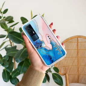 Blue Gradient Marble Customize Transparent Silicon Case For iQOO