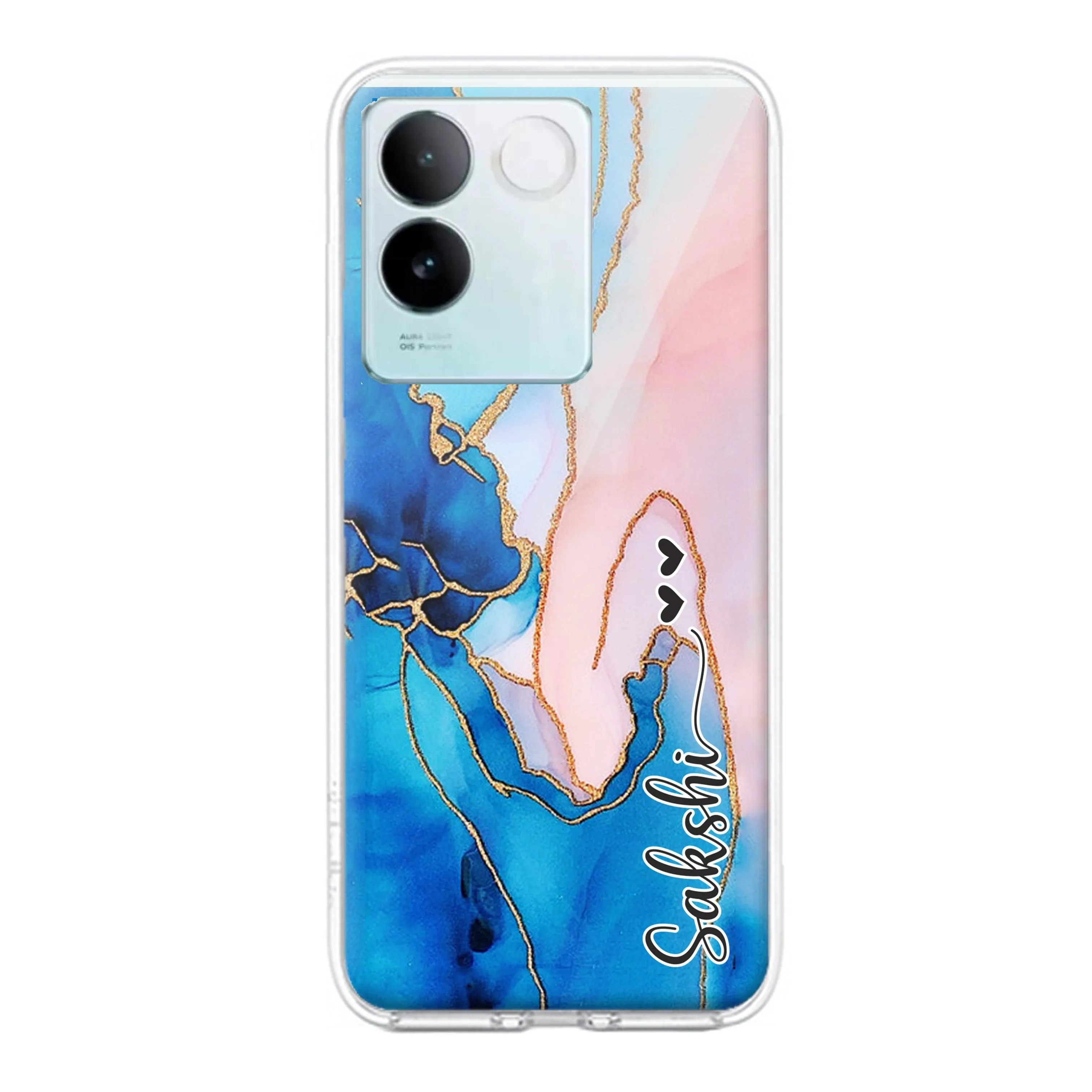 Blue Gradient Marble Customize Transparent Silicon Case For iQOO