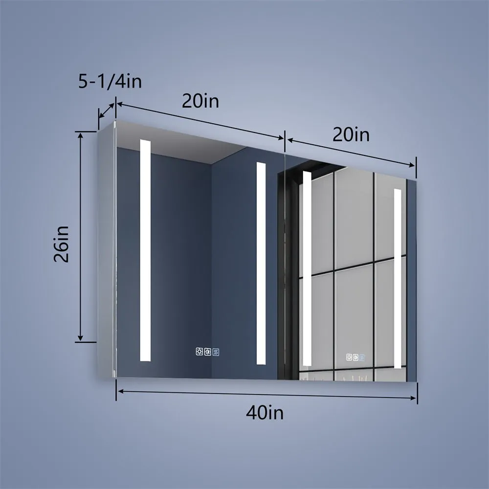 Boost-M1 40" W x 26" H Combination Medicine Cabinet with Mirror led Lighted Medicine Cabinet