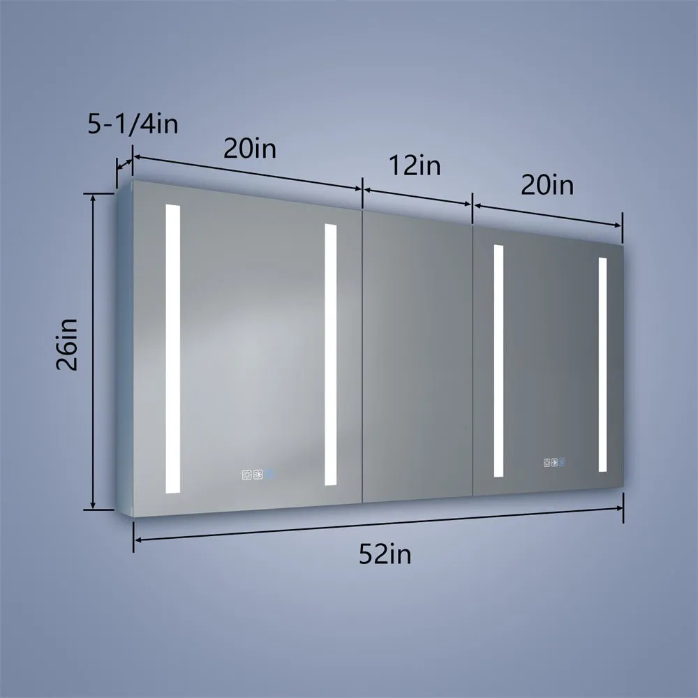 Boost-M1 52" W x 26" H Combination Medicine Cabinet with Mirror led Lighted Medicine Cabinet