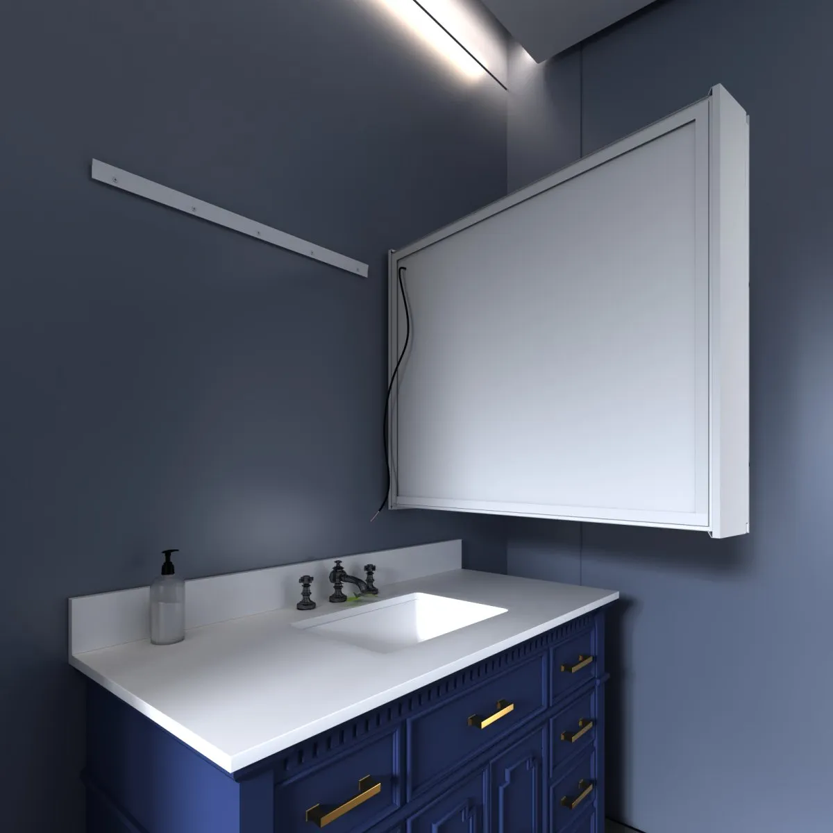 Boost-M2 20" W x 32" H Bathroom Narrow Light Medicine Cabinets with Vanity Mirror Recessed or Surface