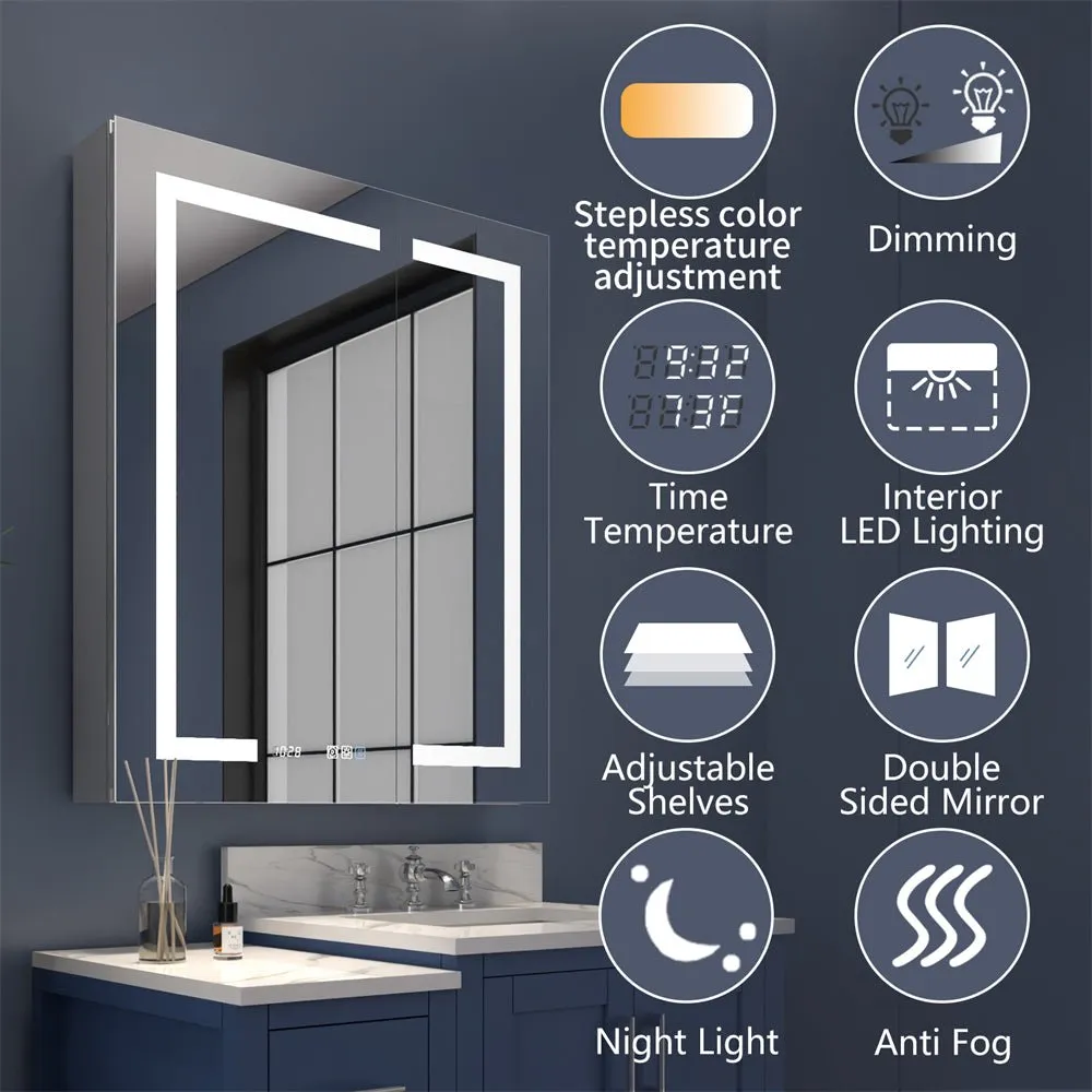 Boost-M2 72" W x 32" H Bathroom Narrow Light Medicine Cabinets with Vanity Mirror Recessed or Surface