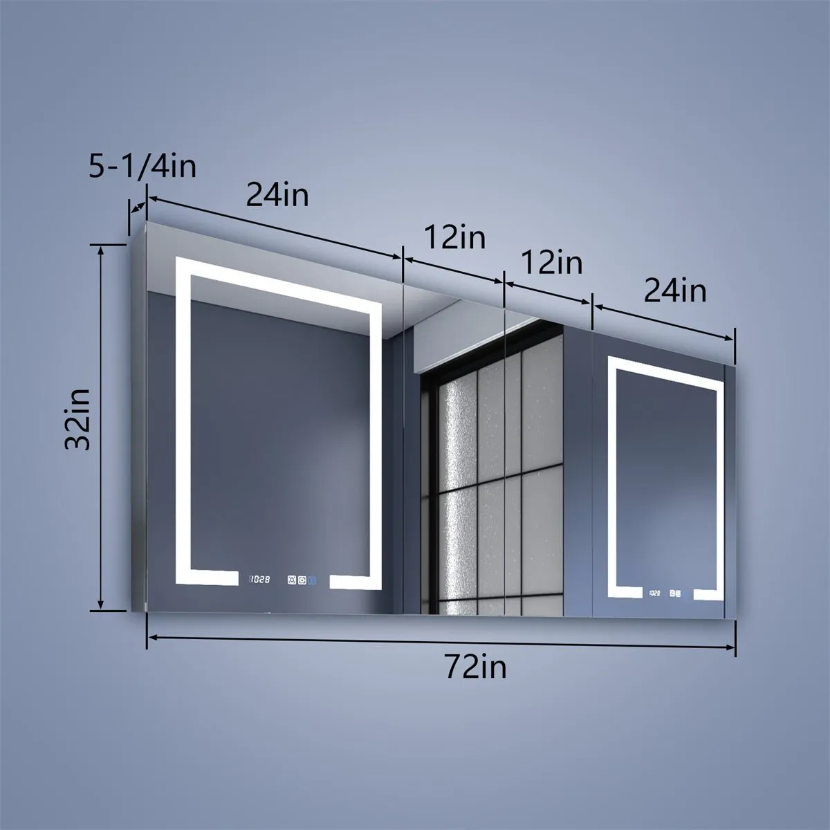 Boost-M2 72" W x 32" H Combination Medicine Cabinet with Mirror led Lighted Medicine Cabinet