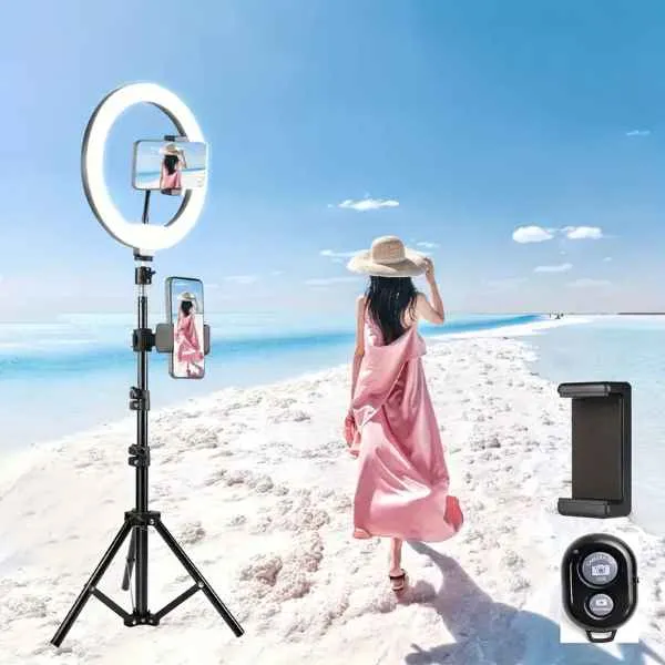 Camera Selfie Ring Light Kit with Tripod Stand and Dual Phone Holders